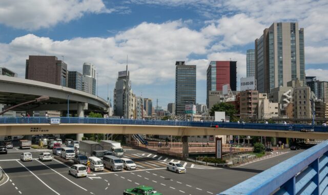 skyline, skyscrapers, crossing, tokyo, road, transfer, skyscraper, bridge, a pedestrian passage over the guide, japan, traffic, architecture, metropolis, road crossing, building, urban, tokyo, tokyo, tokyo, tokyo, tokyo