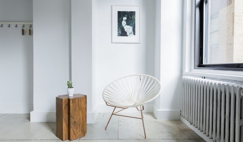 architecture, building, room, interior, chair, white, wood, plant, nature, tiles, floor
