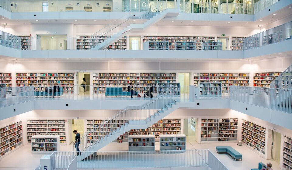library, architecture, books, interior, interior design, stairs, bookshelves, bookcase, knowledge, reading, modern design, modern architecture, building, europe, modern, stuttgart, library, library, library, library, library, knowledge