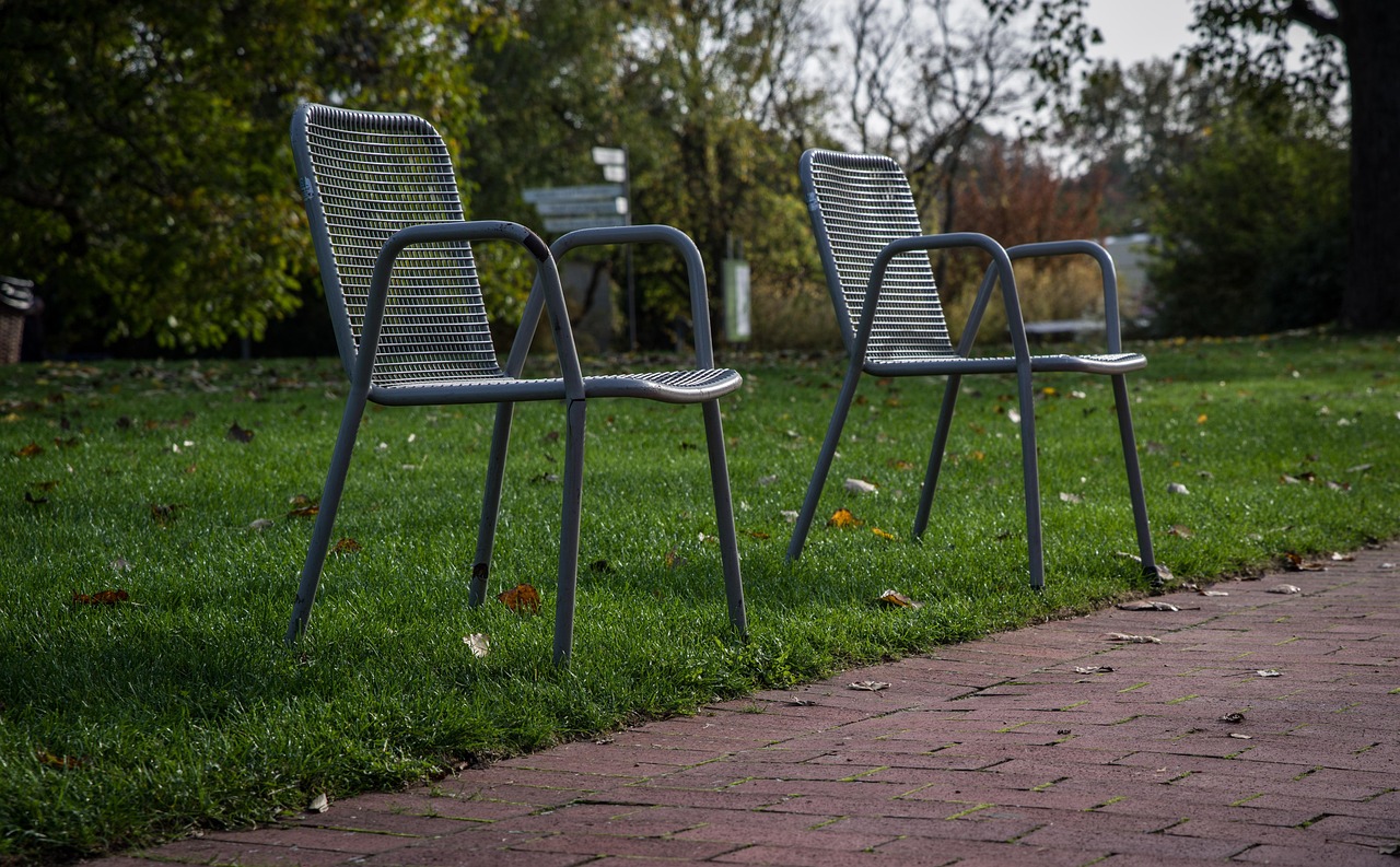 chairs, metal chairs, seat, chair, outdoors, garden furniture, garden chairs, seating, empty