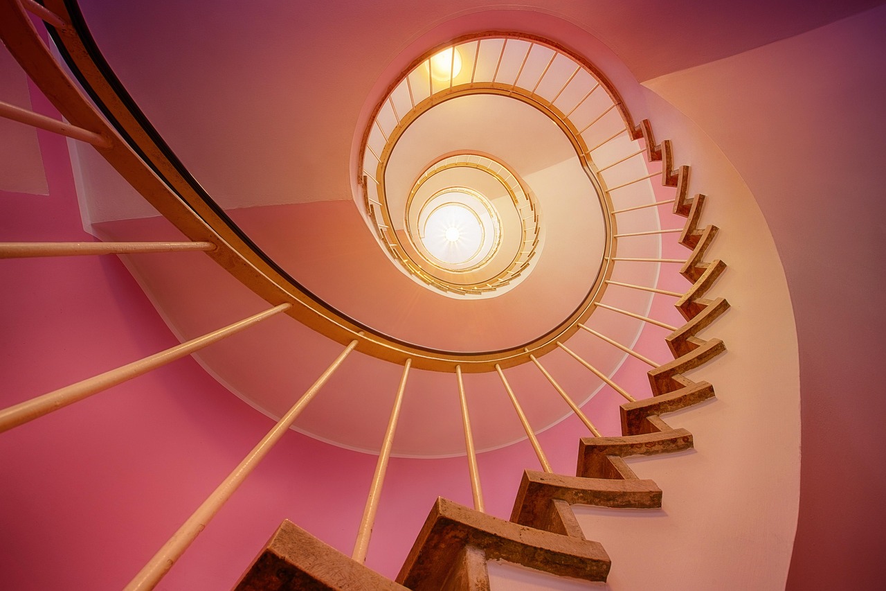 spiral, 4k wallpaper 1920x1080, full hd wallpaper, laptop wallpaper, staircase, stairs, desktop backgrounds, hd wallpaper, mac wallpaper, windows wallpaper, 4k wallpaper, pink, wallpaper hd, cool backgrounds, beautiful wallpaper, free wallpaper, architecture, wallpaper, free background, wallpaper 4k, background