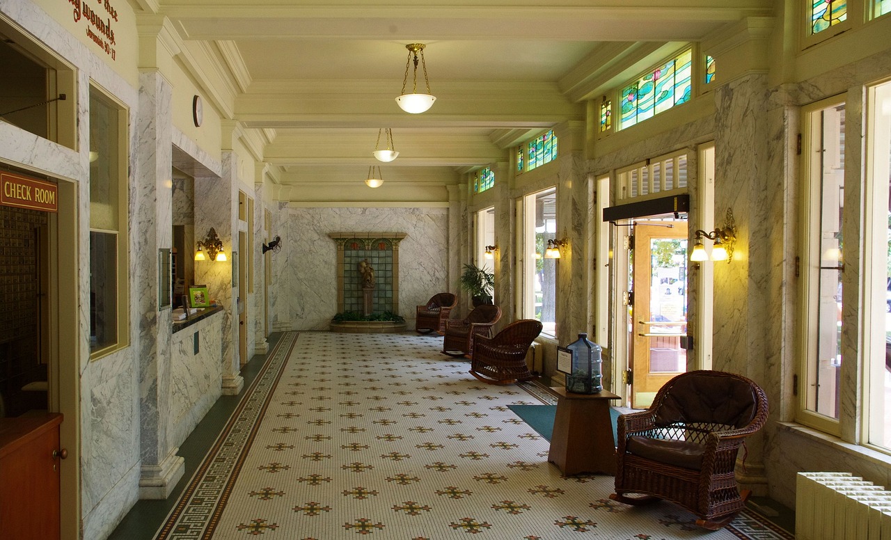 fordyce bathhouse lobby, hot, springs, national park, arkansas, stained glass, bathhouse, lobby, marble, ceramic, fountain, tile, floor, wicker, rocker, rocking, chair, vintage, historic, therapeutic, healing, bathing, spa, therapy, care, brown therapy, brown care, brown spa, arkansas, bathhouse, bathhouse, lobby, lobby, lobby, lobby, lobby, tile